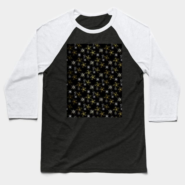 TOUCH Of Gold Snowflakes Pattern Baseball T-Shirt by SartorisArt1